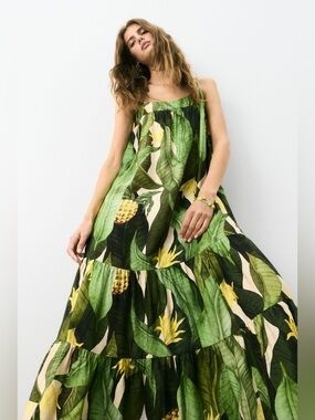 h&m green maxi dress Women's Light dusty green Draped Maxi Dress